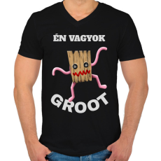 PRINTFASHION Groot - Férfi V-nyakú póló - Fekete