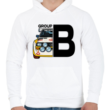 PRINTFASHION group b rally - Férfi kapucnis pulóver - Fehér férfi pulóver, kardigán