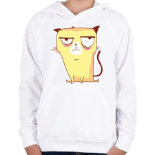 PRINTFASHION Grumpy cat - Gyerek kapucnis pulóver - Fehér gyerek pulóver, kardigán