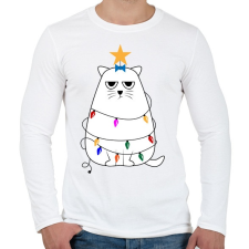 PRINTFASHION Grumpy cat karácsony - Férfi hosszú ujjú póló - Fehér férfi póló