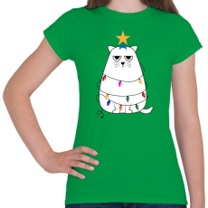 PRINTFASHION Grumpy cat karácsony - Női póló - Zöld