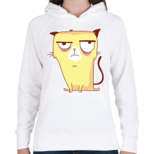 PRINTFASHION Grumpy cat - Női kapucnis pulóver - Fehér női pulóver, kardigán