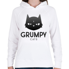 PRINTFASHION Grumpy Cats - Női kapucnis pulóver - Fehér