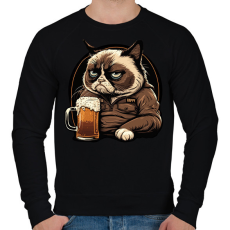 PRINTFASHION Grumpy macska sörözik - Férfi pulóver - Fekete