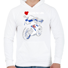 PRINTFASHION gsxr - Férfi kapucnis pulóver - Fehér férfi pulóver, kardigán