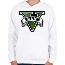 PRINTFASHION GTA V logo - Gyerek kapucnis pulóver - Fehér gyerek pulóver, kardigán
