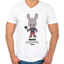PRINTFASHION Guggimon - Fortnite Season 8 - Férfi V-nyakú póló - Fehér férfi póló
