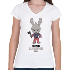 PRINTFASHION Guggimon - Fortnite Season 8 - Női V-nyakú póló - Fehér