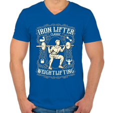 PRINTFASHION Guggolás vassal - Férfi V-nyakú póló - Királykék férfi póló