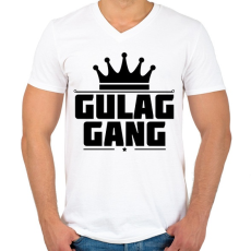 PRINTFASHION Gulag Gang - Férfi V-nyakú póló - Fehér