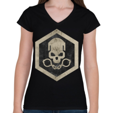 PRINTFASHION Gulag logo - Női V-nyakú póló - Fekete