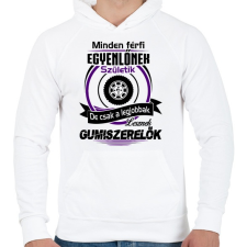 PRINTFASHION Gumiszerelő - Férfi kapucnis pulóver - Fehér férfi pulóver, kardigán