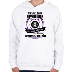 PRINTFASHION Gumiszerelő - Gyerek kapucnis pulóver - Fehér