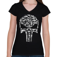 PRINTFASHION Gun Halloween - Női V-nyakú póló - Fekete női póló