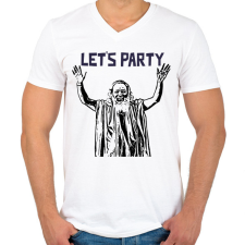 PRINTFASHION Guru party - Férfi V-nyakú póló - Fehér férfi póló