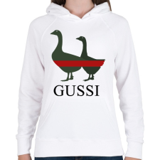 PRINTFASHION Gussi - Női kapucnis pulóver - Fehér női pulóver, kardigán