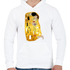 PRINTFASHION Gustav Klimt - A csók - Férfi kapucnis pulóver - Fehér