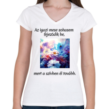 PRINTFASHION Gyerek szemmel - Női V-nyakú póló - Fehér női póló