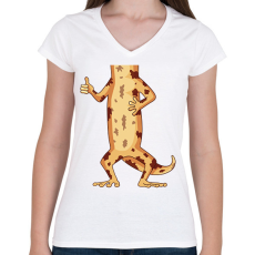 PRINTFASHION Gyíkember - Női V-nyakú póló - Fehér