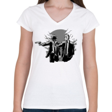 PRINTFASHION Gyilkos páros - Női V-nyakú póló - Fehér női póló