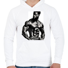 PRINTFASHION Gym 01 - Férfi kapucnis pulóver - Fehér férfi pulóver, kardigán