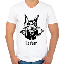 PRINTFASHION Gym dog - Férfi V-nyakú póló - Fehér férfi póló