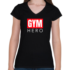 PRINTFASHION GYM HERO - Női V-nyakú póló - Fekete