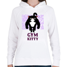 PRINTFASHION GYM KITTY - Női kapucnis pulóver - Fehér női pulóver, kardigán