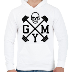 PRINTFASHION Gym - koponyával - Férfi kapucnis pulóver - Fehér