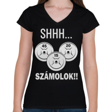 PRINTFASHION GYM things - Női V-nyakú póló - Fekete