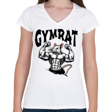 PRINTFASHION Gymrat - Női V-nyakú póló - Fehér női póló
