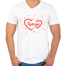 PRINTFASHION Györgyi - Férfi V-nyakú póló - Fehér