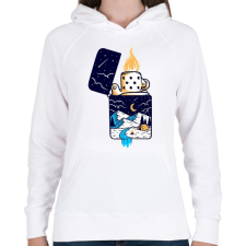 PRINTFASHION Gyújtó  - Női kapucnis pulóver - Fehér női pulóver, kardigán