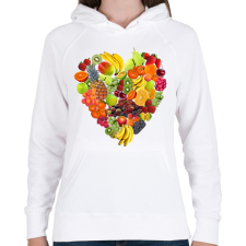 PRINTFASHION Gyümölcs-szív - Női kapucnis pulóver - Fehér női pulóver, kardigán