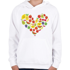 PRINTFASHION Gyümölcsös szív - Gyerek kapucnis pulóver - Fehér