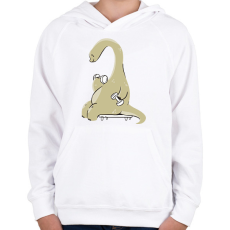 PRINTFASHION Gyúró dínó - Gyerek kapucnis pulóver - Fehér