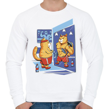 PRINTFASHION Gyúrós macska - Férfi pulóver - Fehér férfi pulóver, kardigán