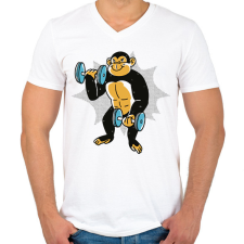 PRINTFASHION Gyúrós majom - Férfi V-nyakú póló - Fehér férfi póló