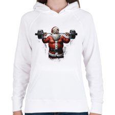 PRINTFASHION Gyúrós mikulás - Női kapucnis pulóver - Fehér női pulóver, kardigán