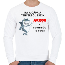 PRINTFASHION HA A CÁPA TENYÉRBŐL ESZIK - Férfi pulóver - Fehér férfi pulóver, kardigán