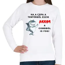 PRINTFASHION HA A CÁPA TENYÉRBŐL ESZIK - Női pulóver - Fehér női pulóver, kardigán