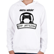 PRINTFASHION Hagyj békén épp játszok - Gyerek kapucnis pulóver - Fehér gyerek pulóver, kardigán
