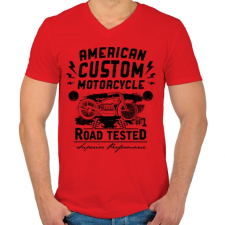 PRINTFASHION Hagyományos amerikai motor - Férfi V-nyakú póló - Piros férfi póló