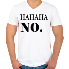 PRINTFASHION HAHA No - Férfi V-nyakú póló - Fehér