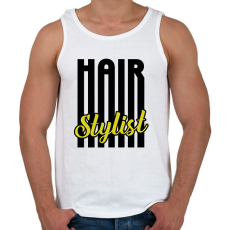 PRINTFASHION Hair Stylist (black) - Férfi atléta - Fehér
