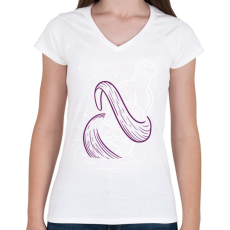 PRINTFASHION Hajó a palackban - Női V-nyakú póló - Fehér