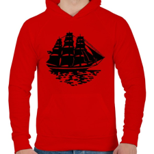 PRINTFASHION Hajó - Férfi kapucnis pulóver - Piros férfi pulóver, kardigán