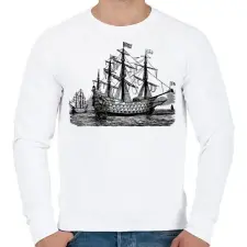 PRINTFASHION Hajó  - Férfi pulóver - Fehér férfi pulóver, kardigán