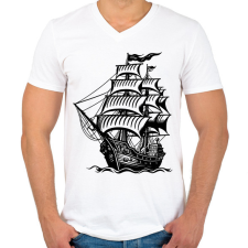 PRINTFASHION hajó - Férfi V-nyakú póló - Fehér férfi póló