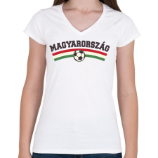 PRINTFASHION Hajrá Magyarország - Női V-nyakú póló - Fehér női póló